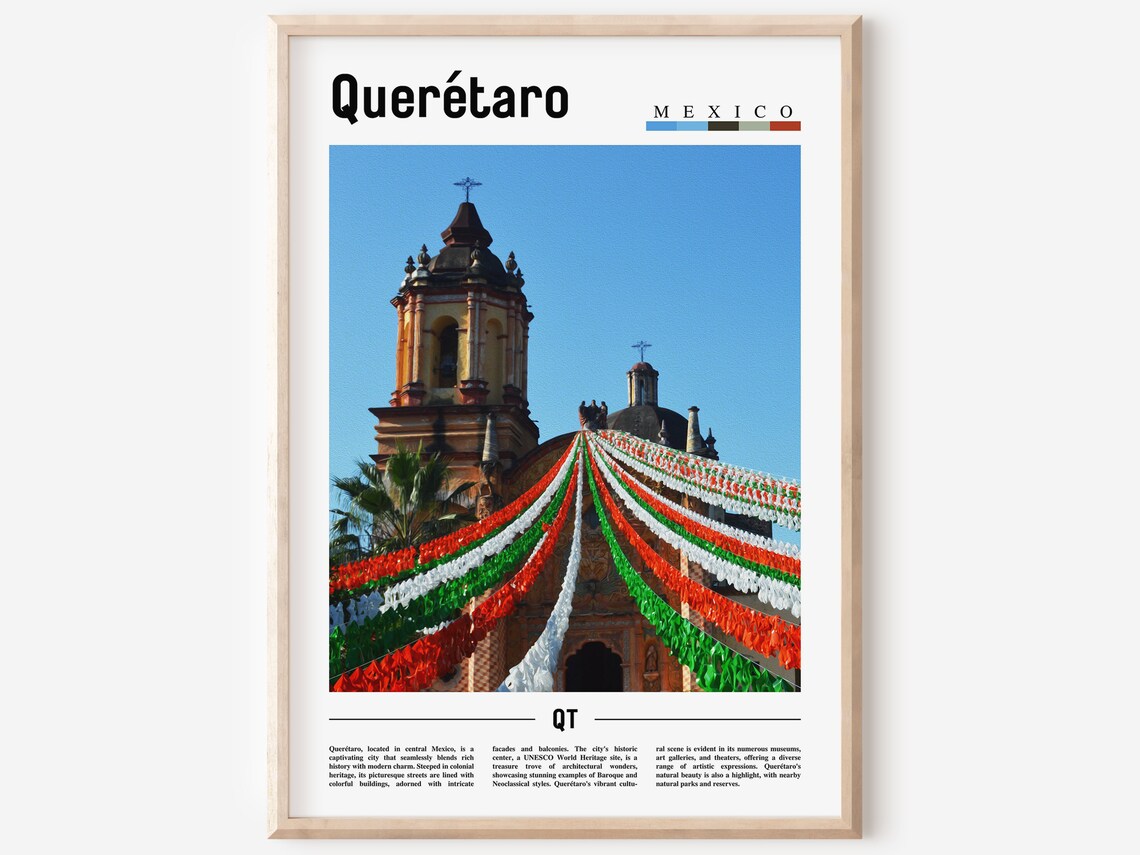 Quertaro Minimal Travel Poster, Oil Painting