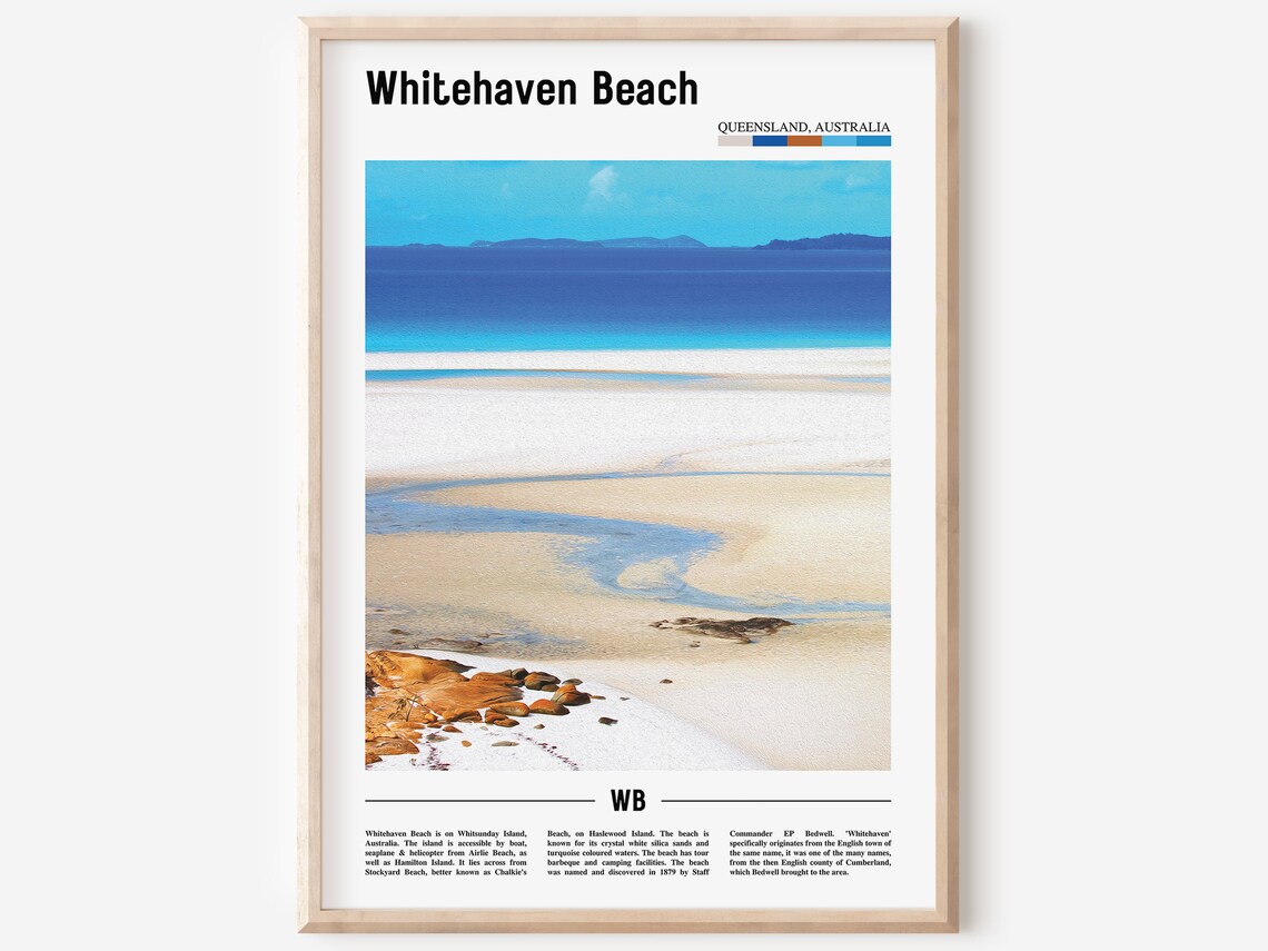 Whitehaven Beach Travel Poster, Oil Painting Artwork