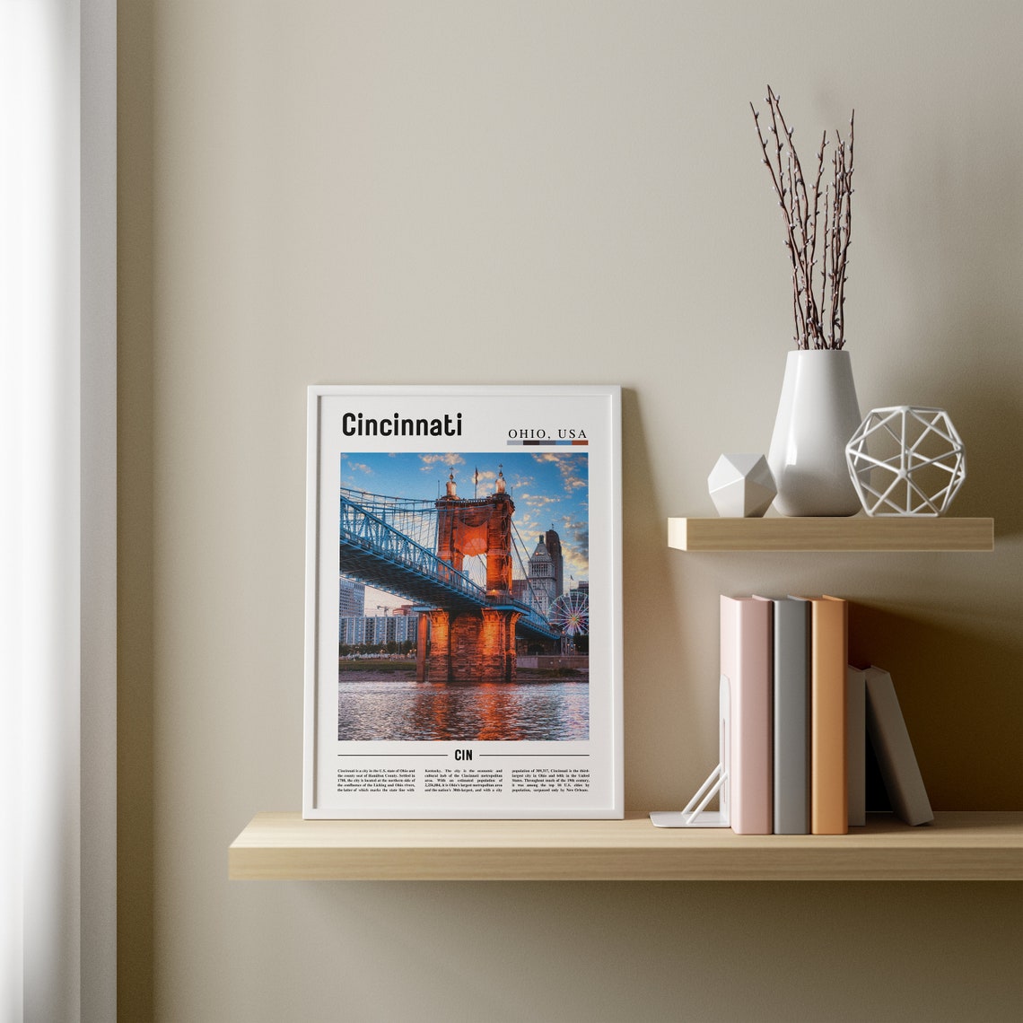 Cincinnati Print Cincinnati Poster Cincinnati Wall Art United States Photo United States Poster United States Print Travel Poster - Image 2