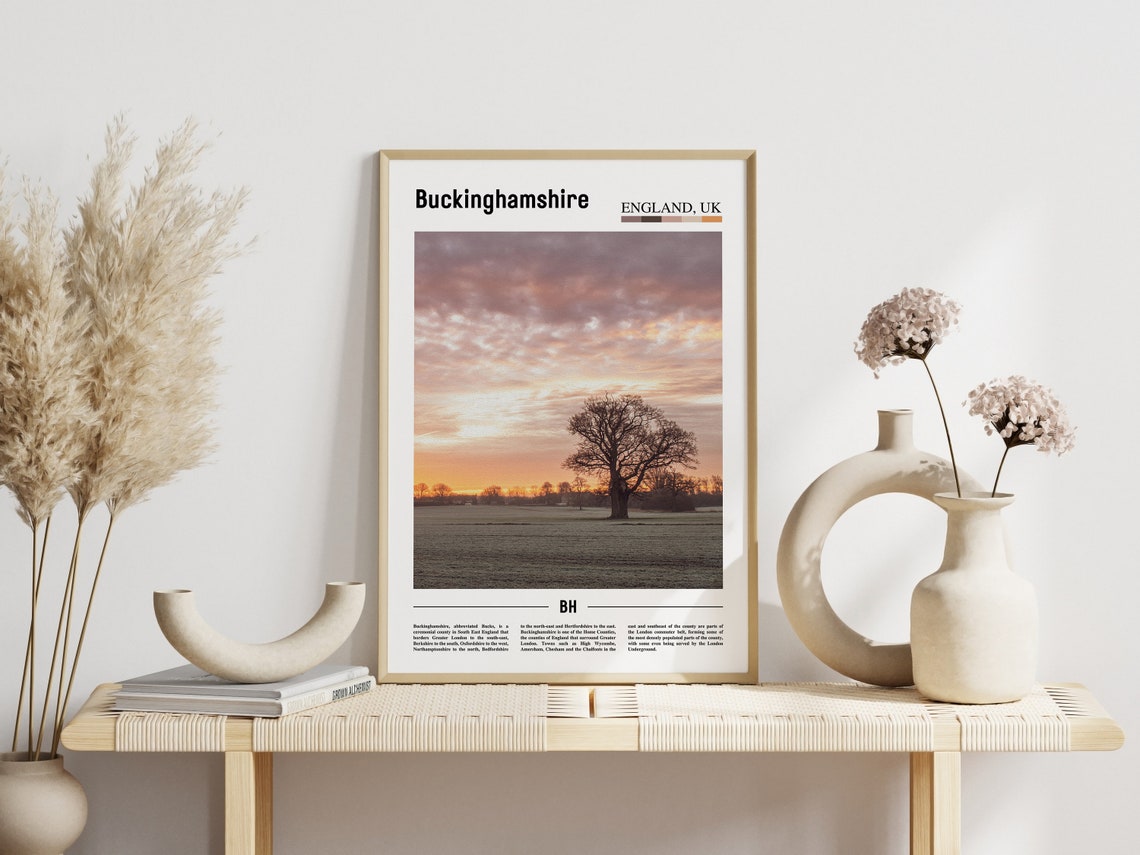 Buckinghamshire Print Buckinghamshire Poster Buckinghamshire Wall Art Minimal Travel Print Minimal City Poster Travel Oil Painting Poster - Image 5