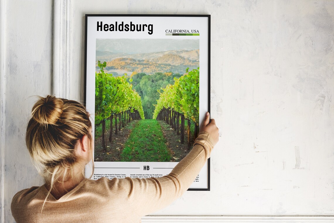 Healdsburg Minimal Travel Poster, Oil Painting Style - Image 5