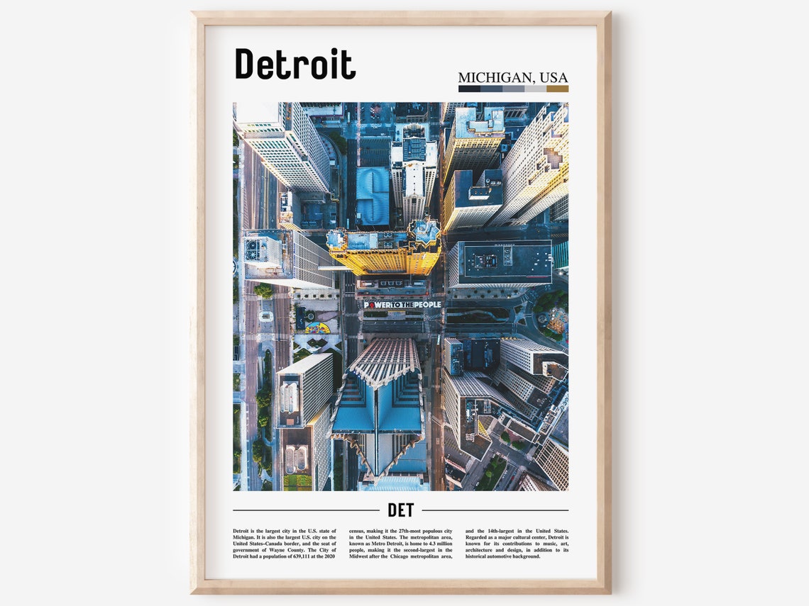 Detroit Print Detroit Poster Detroit Wall Art Oil Painting Poster Colorful City Print City Artwork Travel Artwork Travel Wall Art