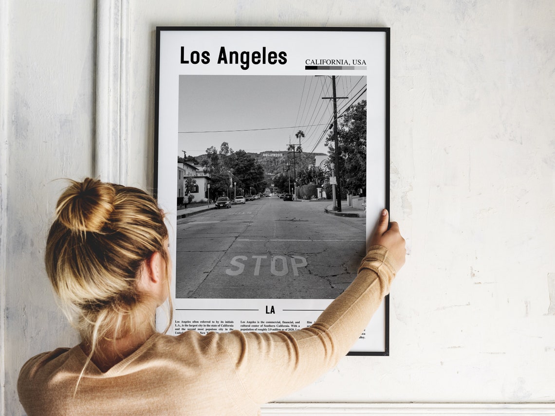 Los Angeles Poster Black And White Los Angeles Print Black And White Los Angeles Wall Art Minimal Travel Print Travel Poster - Image 5
