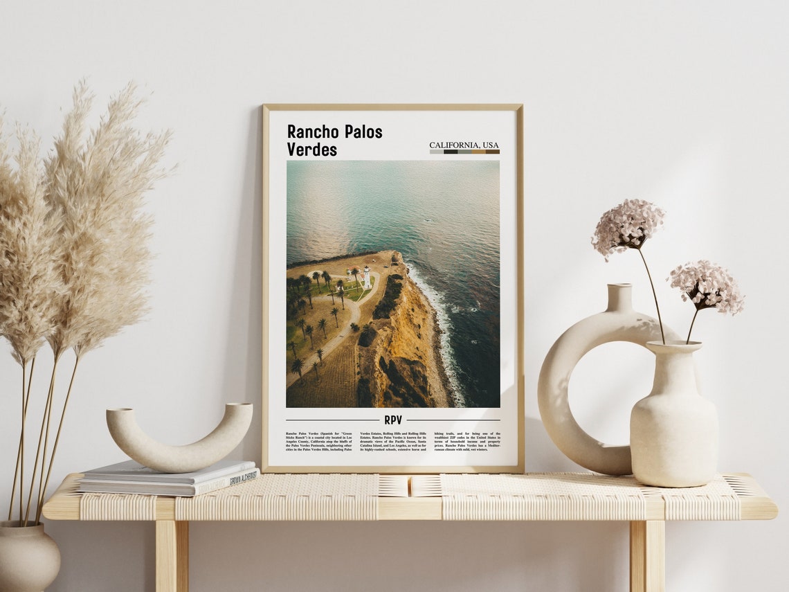 Rancho Palos Verdes Print Rancho Palos Verdes Poster Rancho Palos Verdes Wall Art Minimal Travel Print City Poster Oil Painting Poster - Image 6