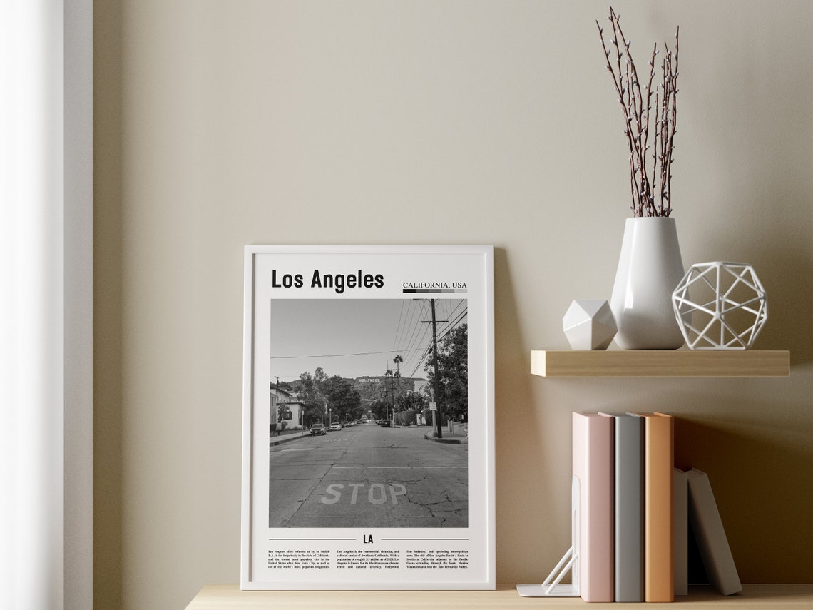 Los Angeles Poster Black And White Los Angeles Print Black And White Los Angeles Wall Art Minimal Travel Print Travel Poster - Image 3