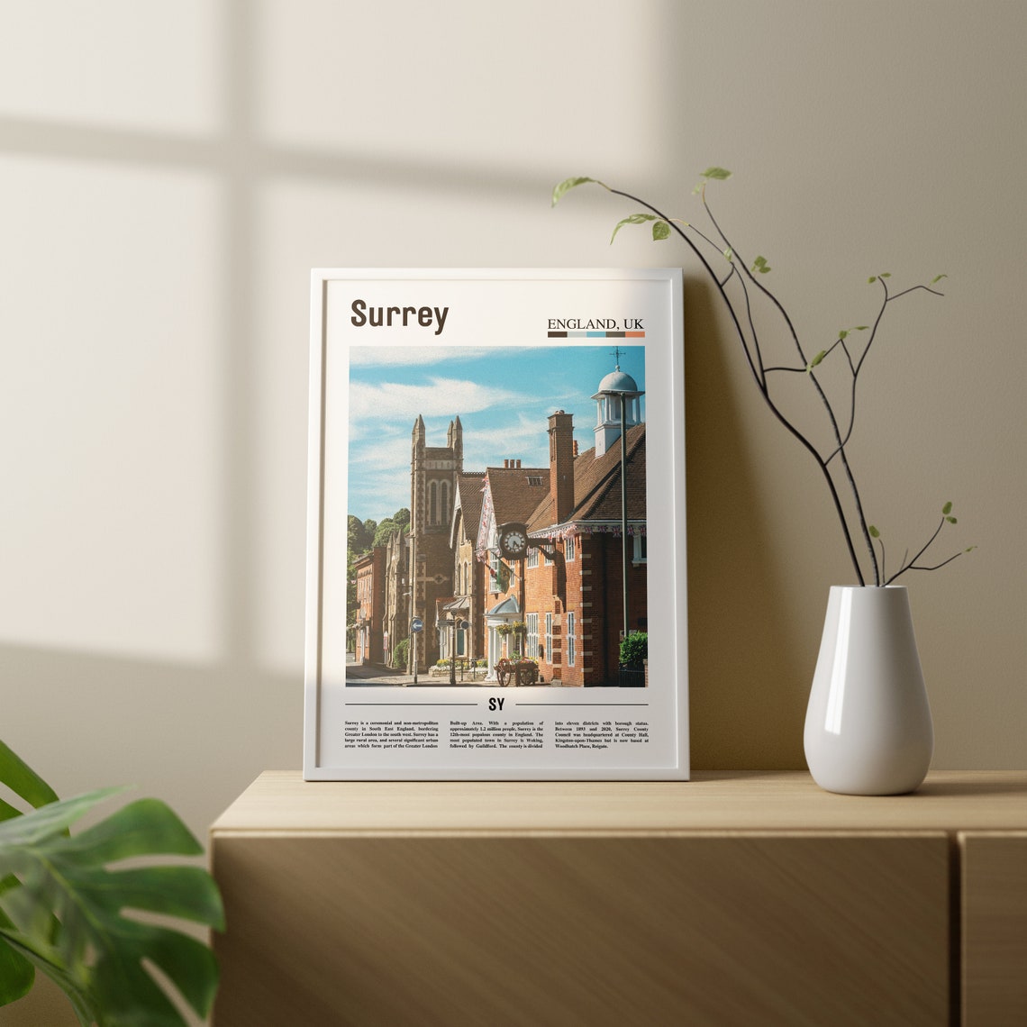 Surrey Print Surrey Poster Surrey Wall Art Oil Painting Poster Colorful City Print City Artwork Travel Artwork Travel Wall Art - Image 2