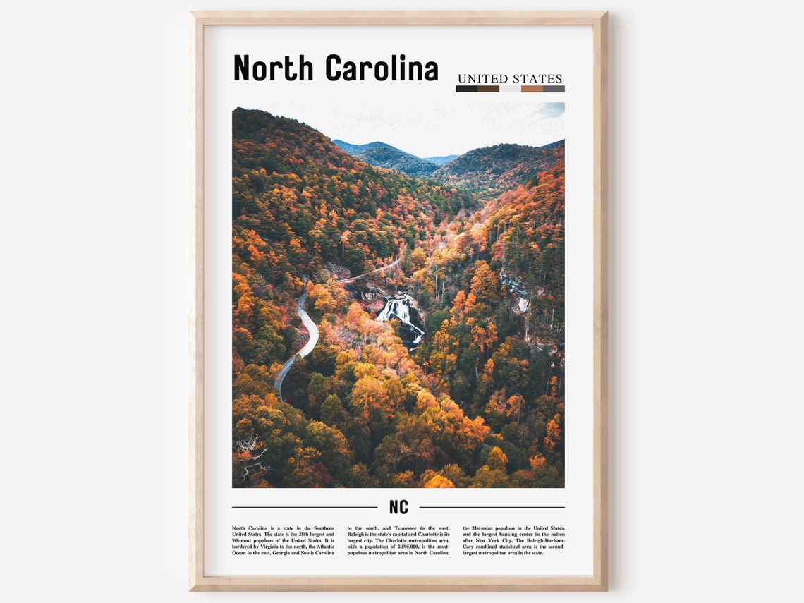 North Carolina Poster North Carolina Print North Carolina Wall Art United States Photo United States Poster United States Print
