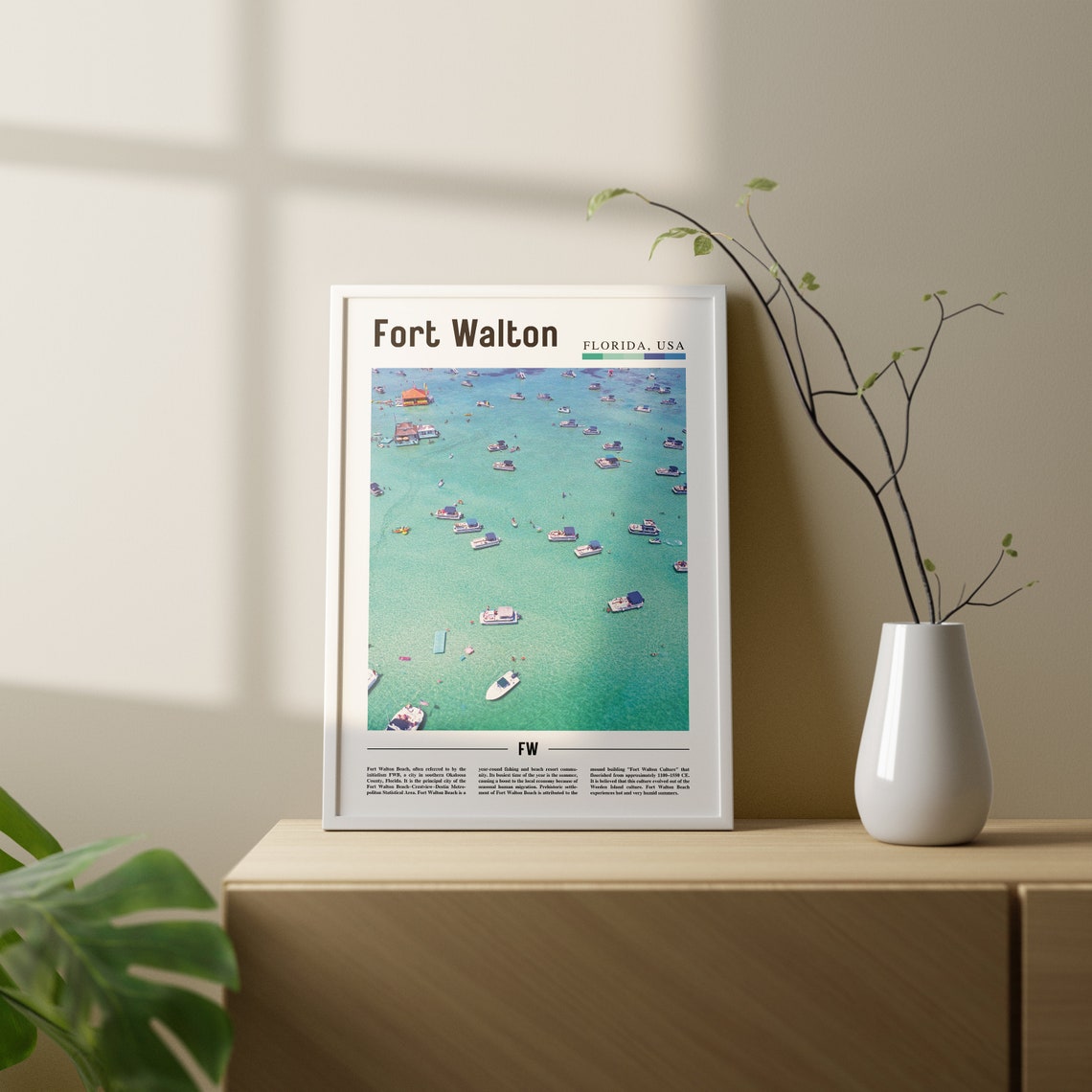 Fort Walton Print Fort Walton Poster Fort Walton Wall Art Oil Painting Poster City Print City Artwork Travel Artwork Travel Wall Art - Image 2