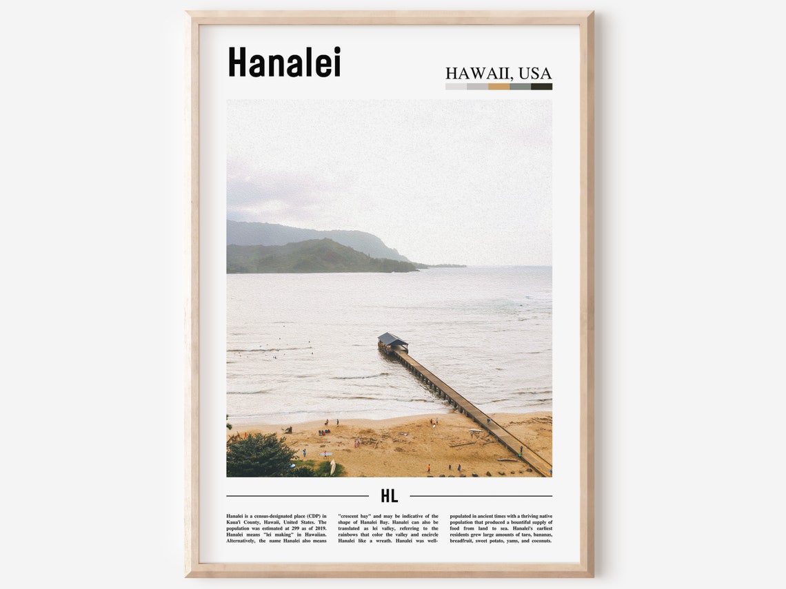 Hanalei Print Hanalei Poster Hanalei Wall Art Oil Painting Poster Colorful City Print City Artwork Travel Artwork Travel Wall Art