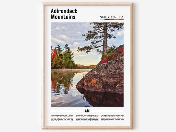 Adirondack Mountains Poster Adirondack Mountains Print Adirondack Mountains Wall Art Minimal Travel Print Oil Painting Poster