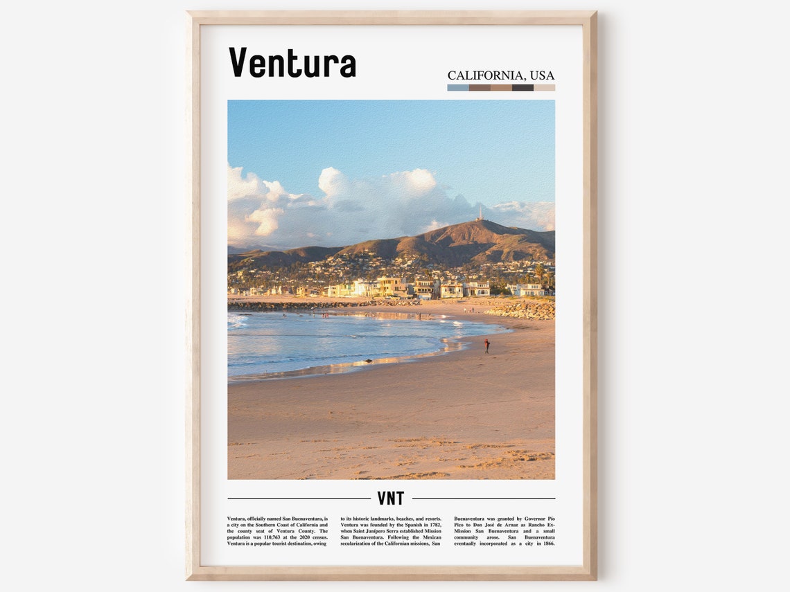 Ventura Print Ventura Poster Ventura Wall Art Oil Painting Poster Colorful City Print City Artwork Travel Artwork Travel Wall Art