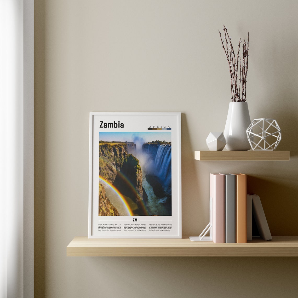 Zambia Poster Zambia Print Zambia Wall Art Minimal Travel Print Travel Destination Oil Painting Poster - Image 4