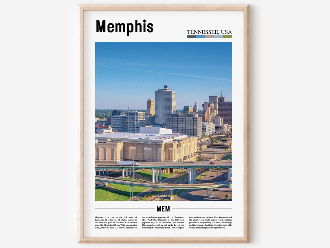 Memphis Print, Colorful City Travel Poster