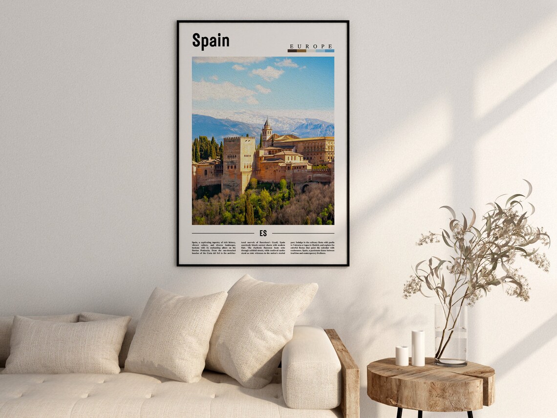 Spain Poster Spain Print Spain Wall Art Spain Photo Spain Art Print Spain Art Minimal Travel Poster Travel Print - Image 2