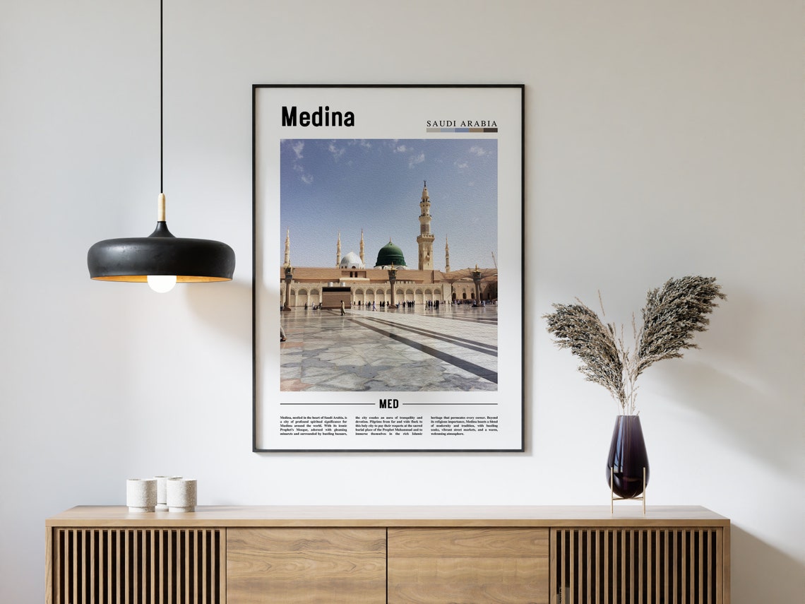 Medina Poster Medina Print Medina Wall Art Minimal Travel Print Travel Destination Oil Painting Poster - Image 4