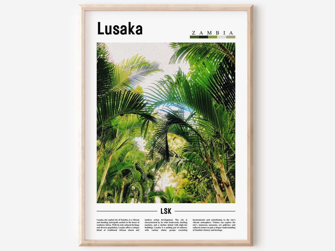 Lusaka Poster Lusaka Print Lusaka Wall Art Minimal Travel Print Travel Destination Oil Painting Poster