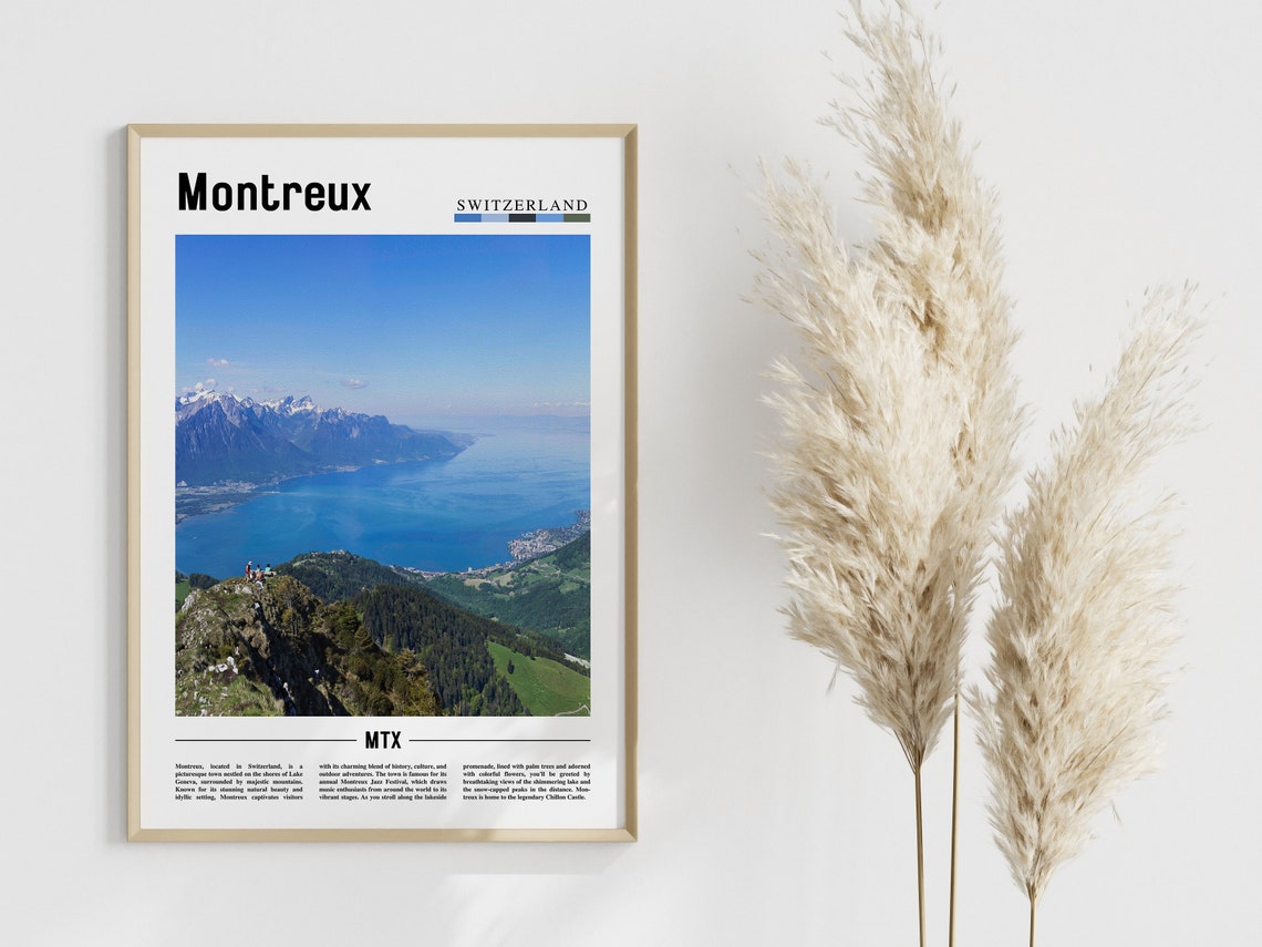 Montreux Poster Montreux Print Montreux Wall Art Europe Photo Europe Poster Europe Print Travel Poster - Image 4