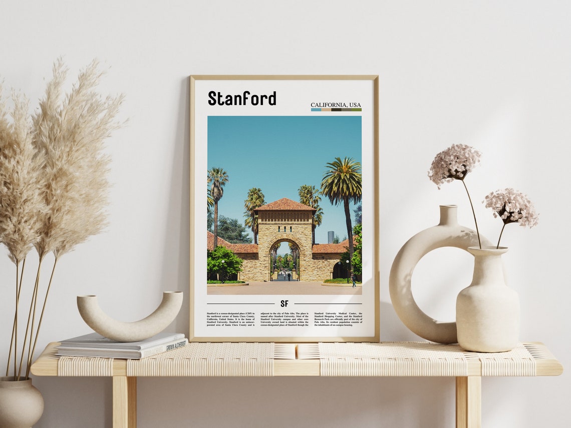 Stanford Print Stanford Poster Stanford Wall Art Minimal Travel Print Minimal City Poster Travel Destination Print Oil Painting Poster - Image 5