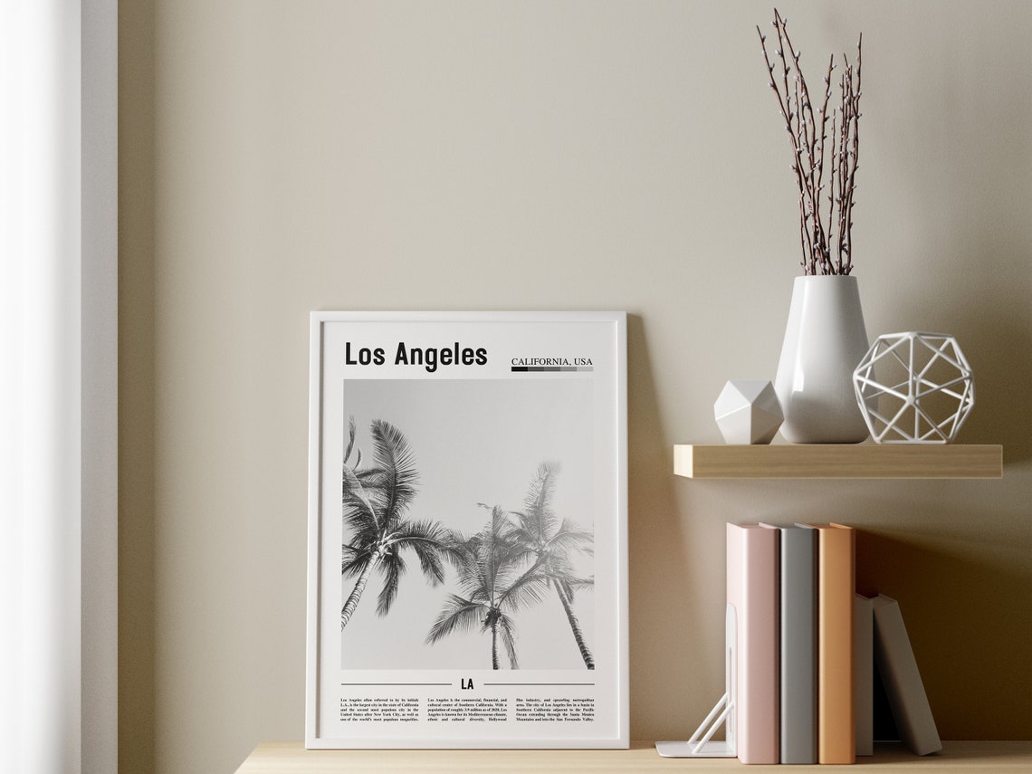 Los Angeles Poster Black And White Los Angeles Print Black And White Los Angeles Wall Art Minimal Travel Print Travel Poster - Image 3