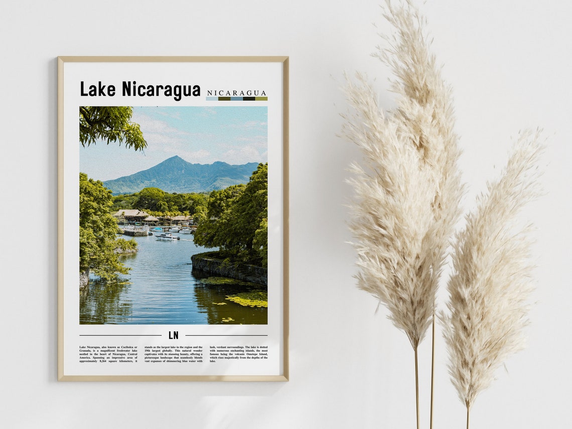 Lake Nicaragua Poster Lake Nicaragua Print Lake Nicaragua Wall Art Central America Poster Central America Print Travel Poster - Image 4