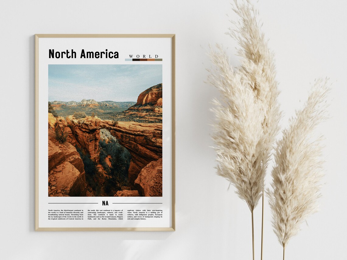 North America Minimal Travel Poster, Oil Painting - Image 4