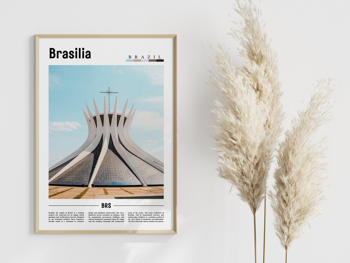 Brasilia Poster Brasilia Print Brasilia Wall Art South America Poster South America Print Travel Poster - Image 4