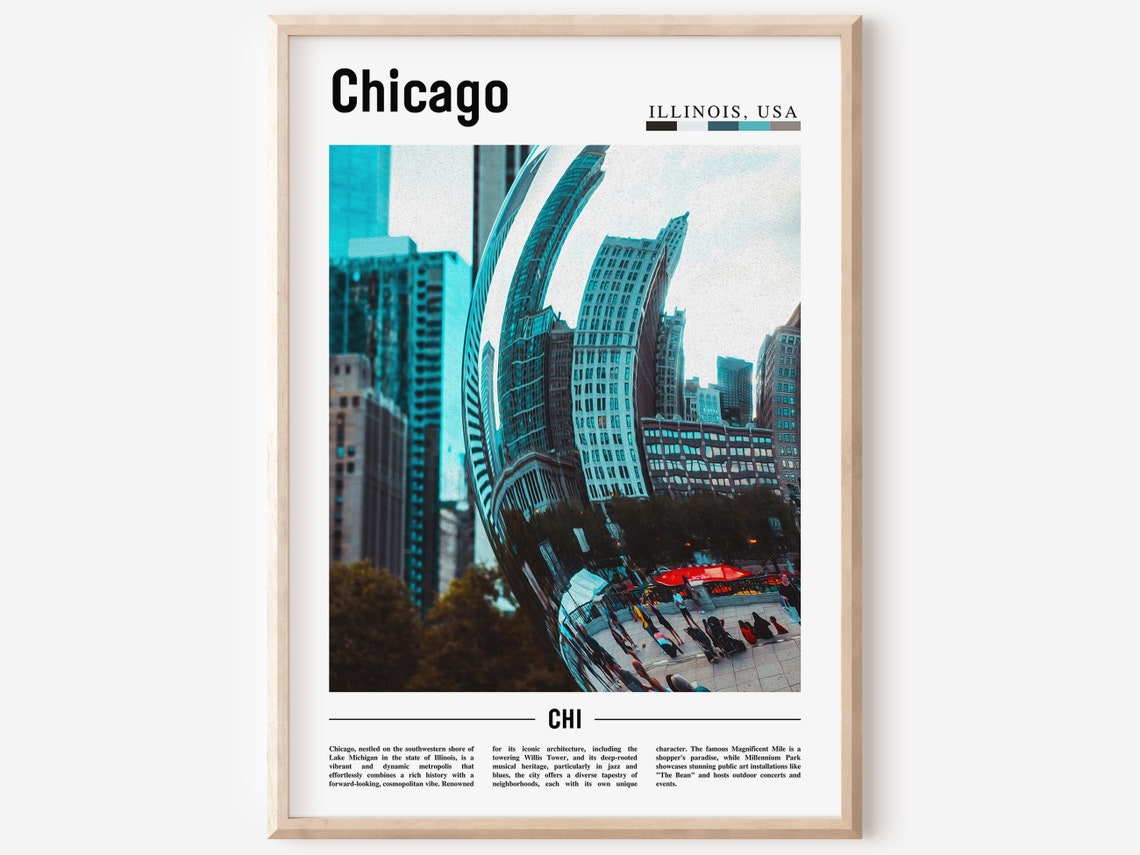 Chicago Print Chicago Poster Chicago Wall Art United States Photo United States Poster United States Print