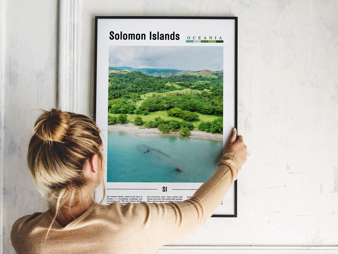 Solomon Islands Poster Solomon Islands Print Solomon Islands Wall Art Minimal Travel Print Travel Destination Oil Painting Poster - Image 5