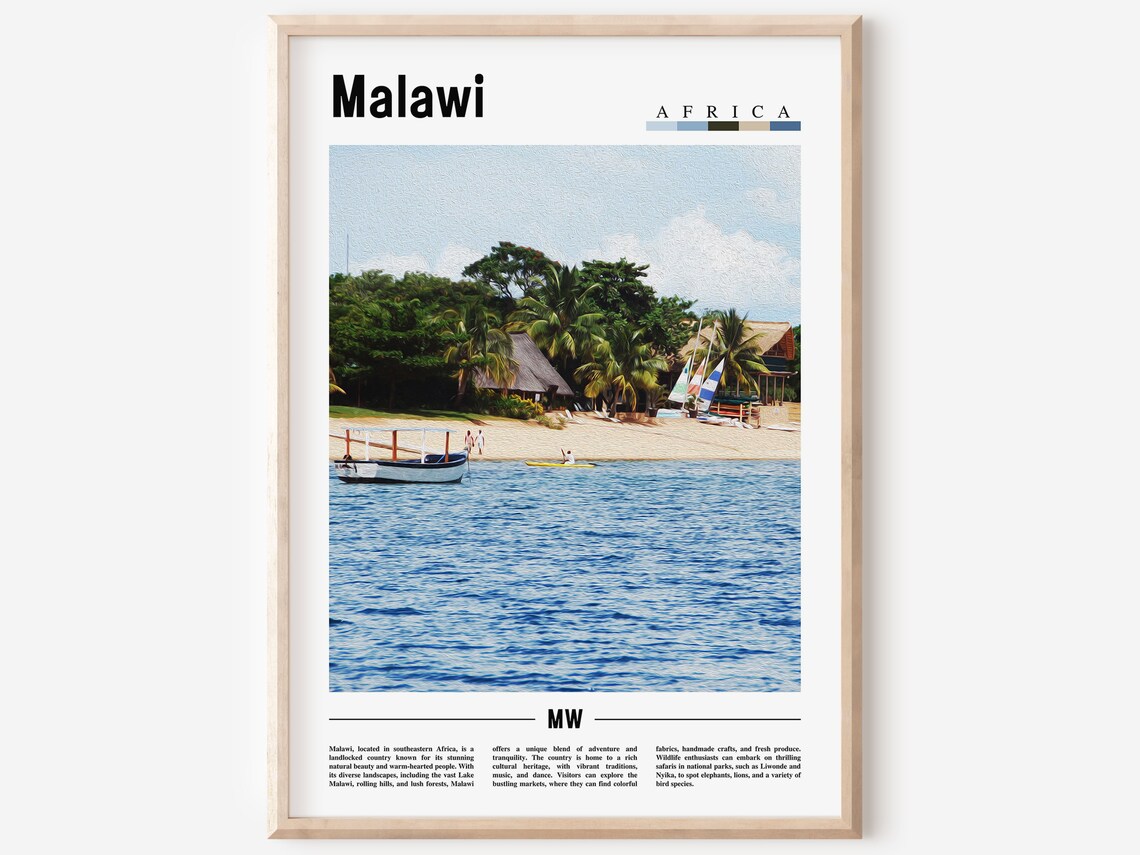 Malawi Minimal Travel Poster, Oil Painting