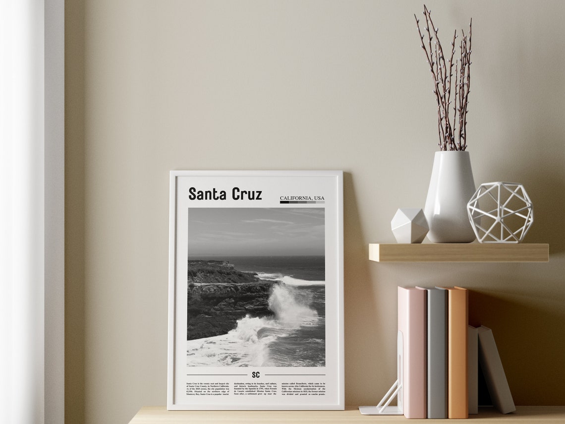 Santa Cruz Poster Black And White Santa Cruz Print Black And White Santa Cruz Wall Art Minimal Travel Print Travel Poster - Image 3