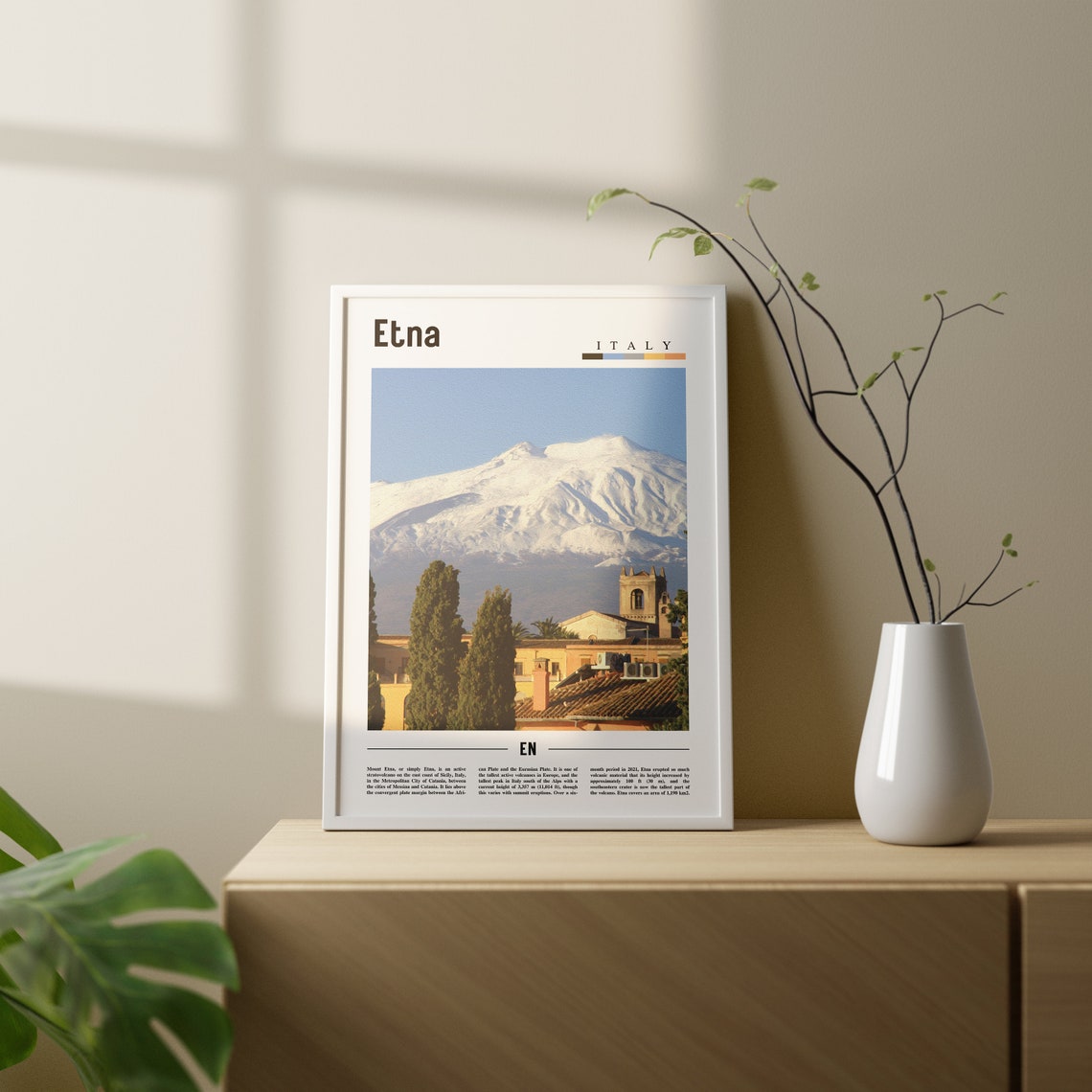Etna Print Etna Poster Etna Wall Art Italy Photo Italy Poster Italy Print Italy Wall Art Minimal Travel Poster - Image 3