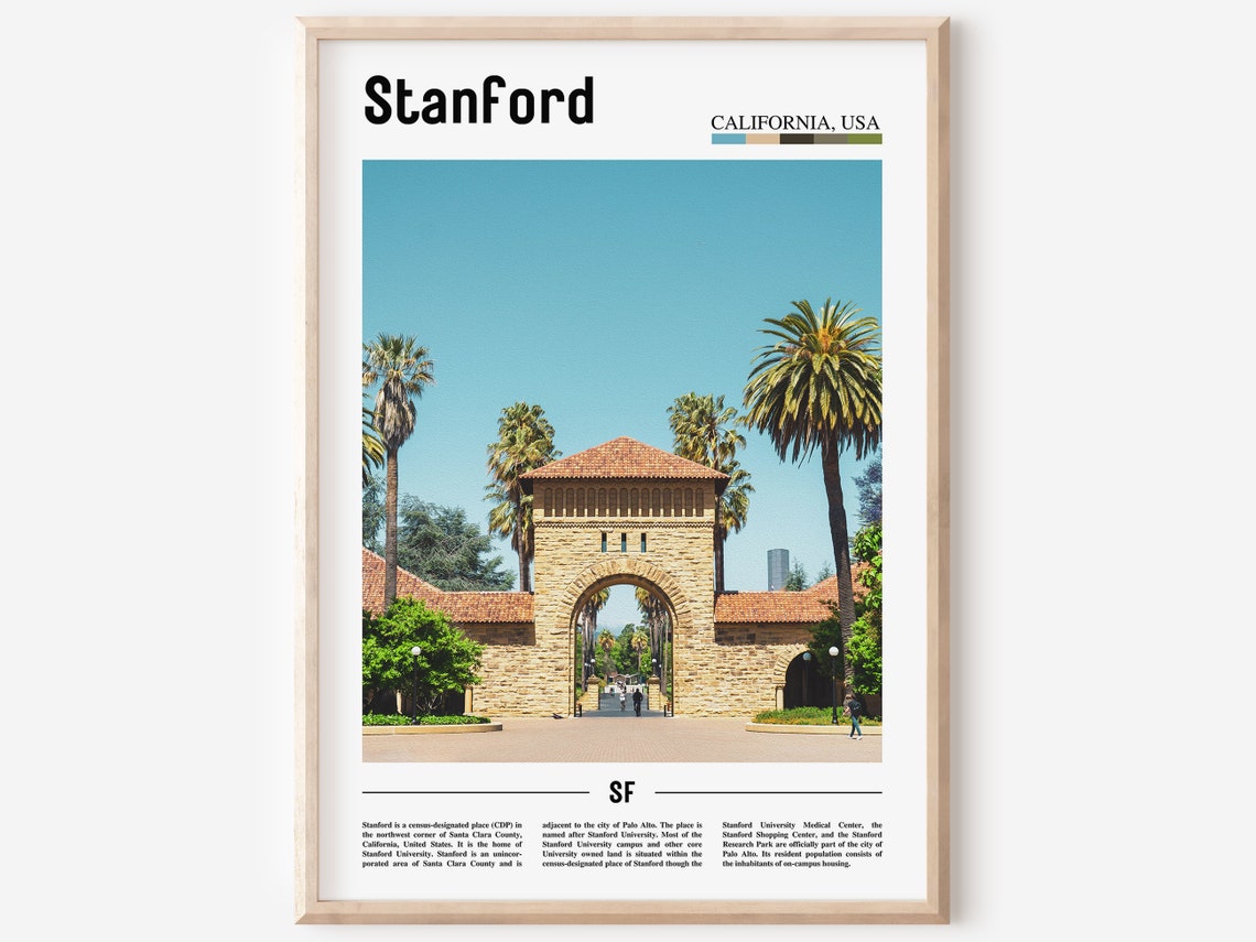 Stanford Print Stanford Poster Stanford Wall Art Minimal Travel Print Minimal City Poster Travel Destination Print Oil Painting Poster