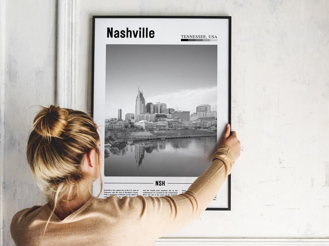 Nashville Poster Black And White Nashville Print Black And White Nashville Wall Art Minimal Travel Print Travel Poster - Image 5