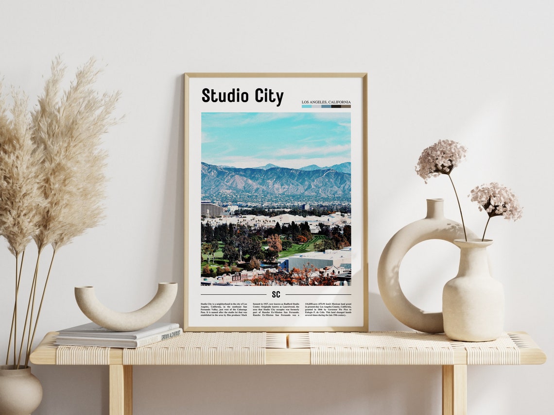 Studio City Print Studio City Poster Studio City Wall Art Minimal Travel Print Minimal City Poster Travel Destination Oil Painting Poster - Image 5