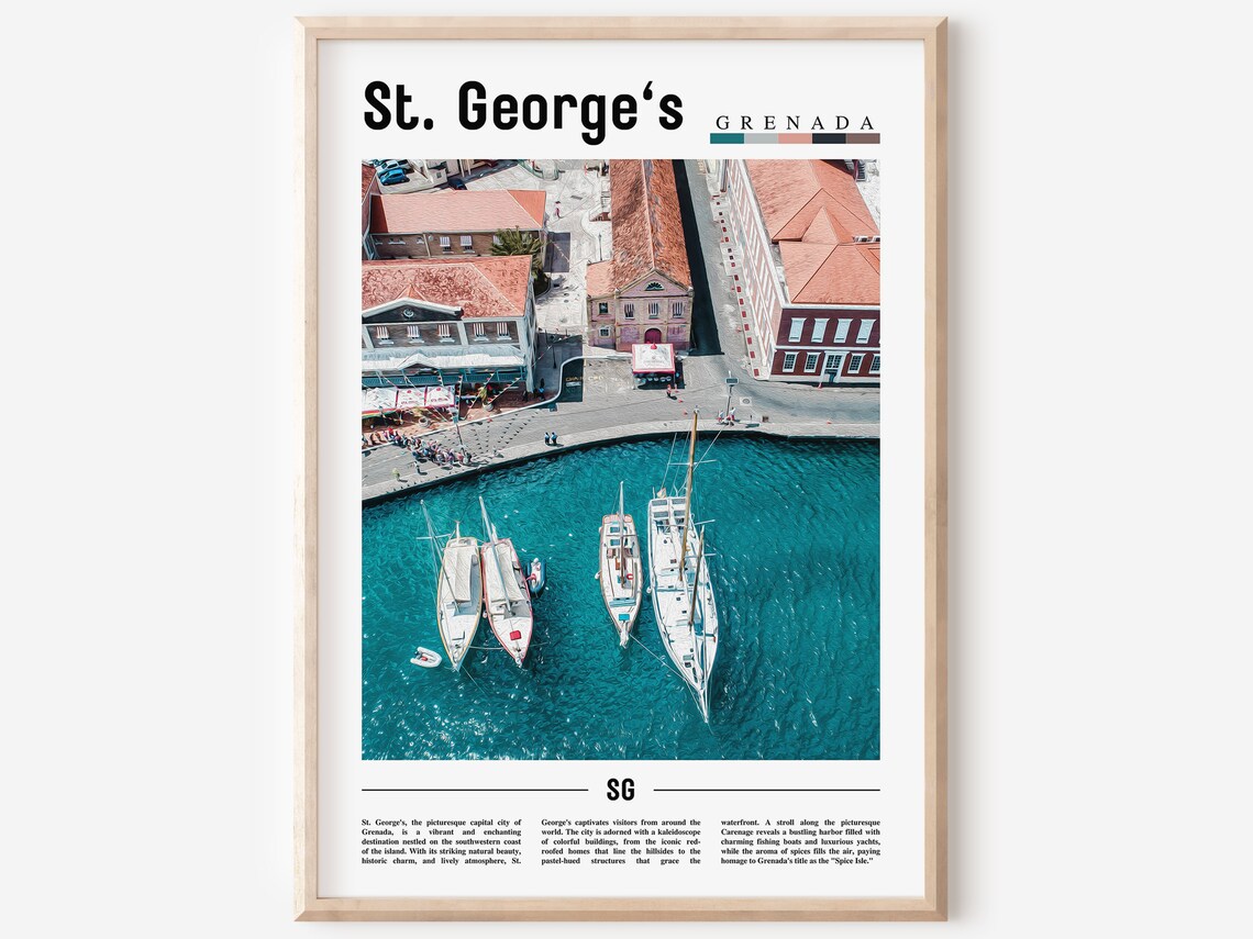 St Georges Travel Poster, Caribbean Photo