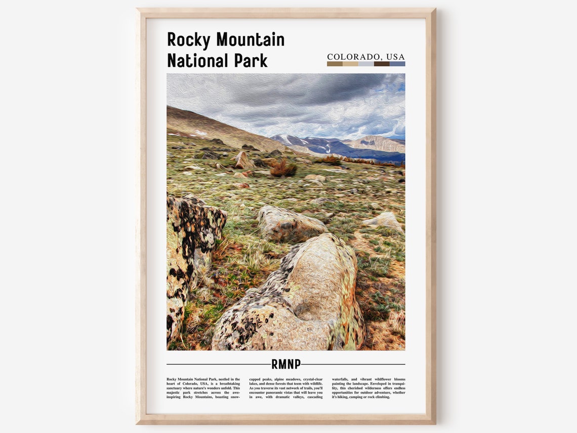 Rocky Mountain National Park Poster Rocky Mountain National Park Print Rocky Mountain National Park Wall Art Oil Painting Poster
