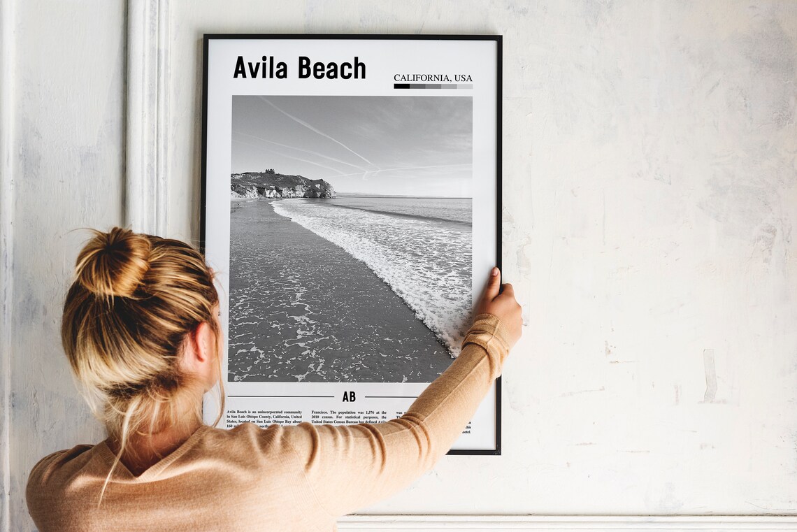 Avila Beach Print Black And White Avila Beach Poster Avila Beach Wall Art Travel Poster City Artwork Travel Wall Art City Art Print - Image 4