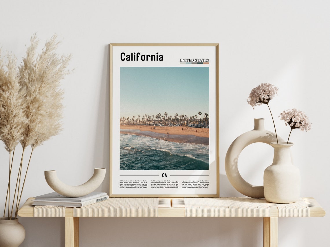 California Poster California Print California Wall Art Minimal Travel Print Minimal City Poster Travel Destination Oil Painting Poster - Image 5