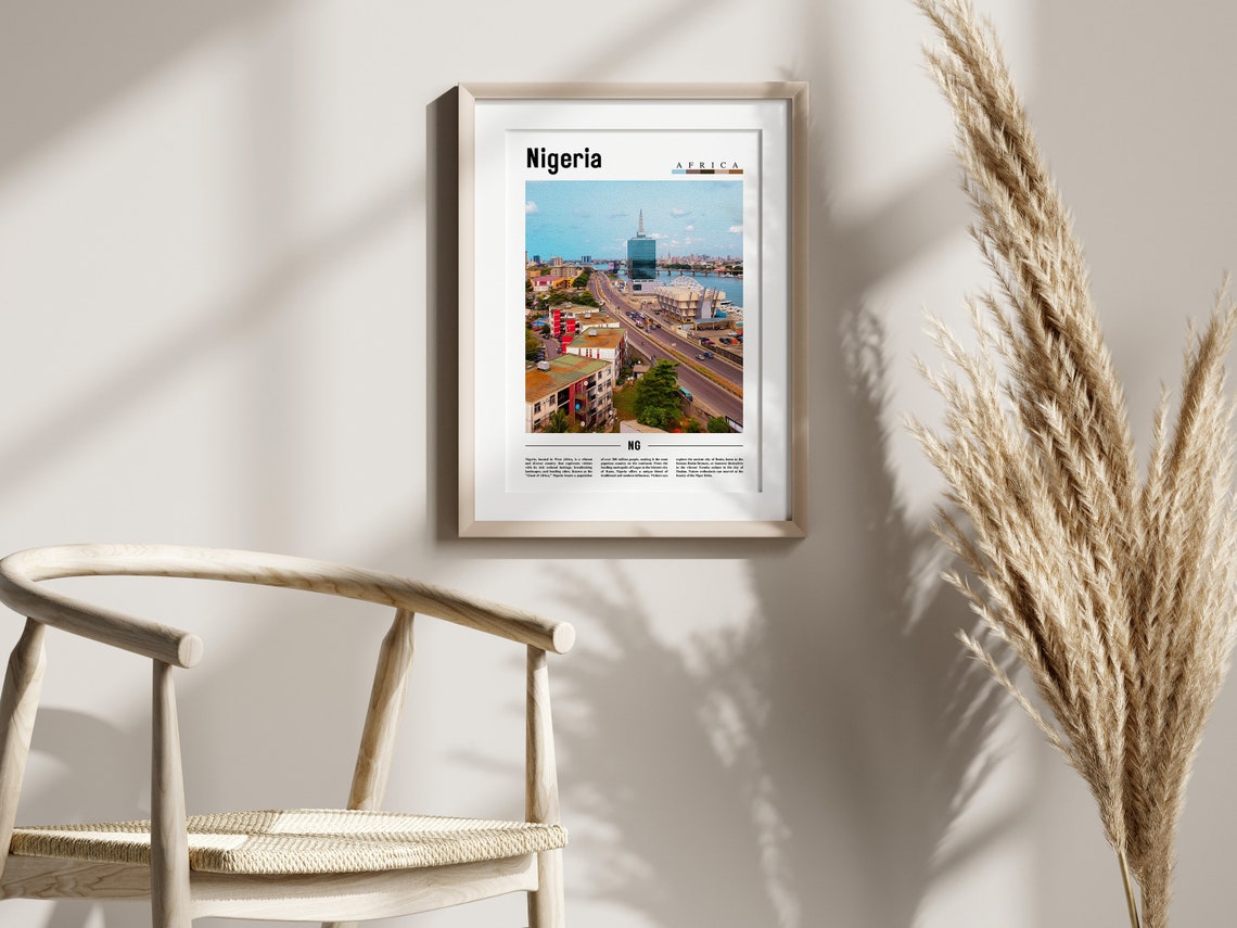 Nigeria Poster Nigeria Print Nigeria Wall Art Minimal Travel Print Travel Destination Oil Painting Poster - Image 2