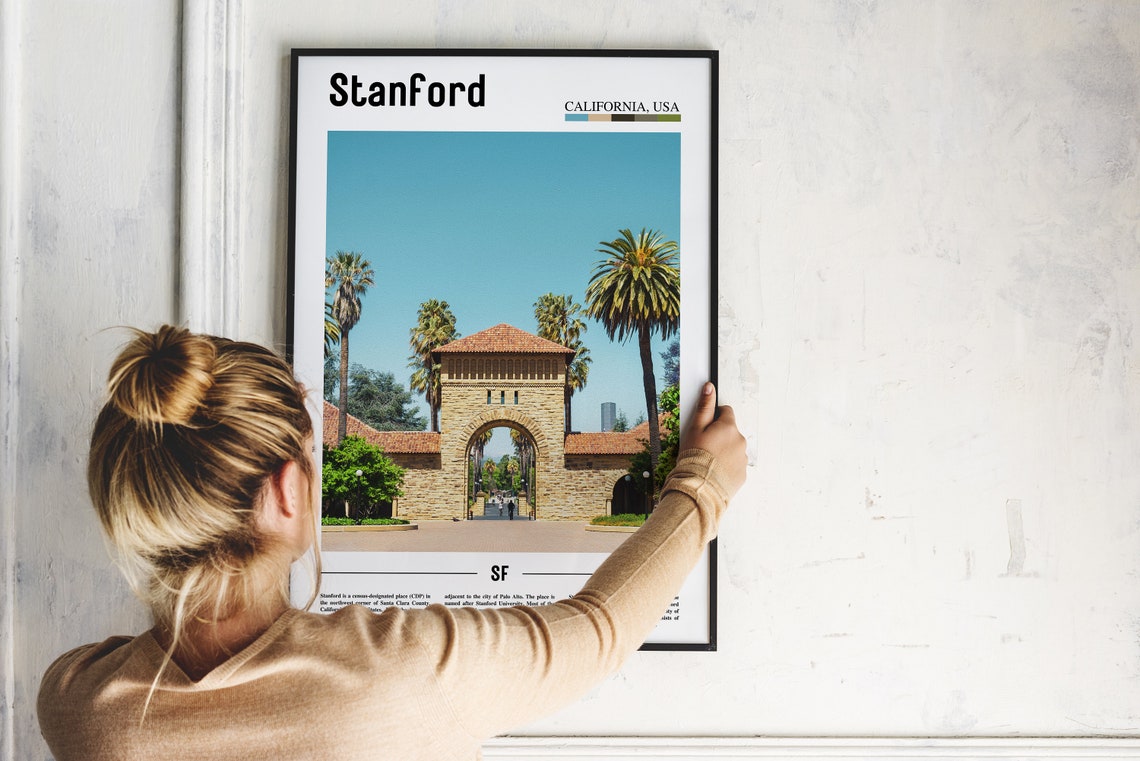 Stanford Print Stanford Poster Stanford Wall Art Minimal Travel Print Minimal City Poster Travel Destination Print Oil Painting Poster - Image 4