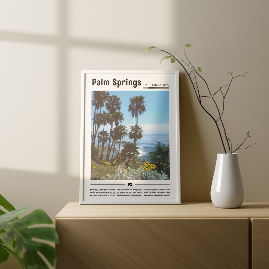 Palm Springs Print Palm Springs Poster Palm Springs Wall Art Oil Painting Poster Colorful City Print City Artwork Travel Artwork - Image 3