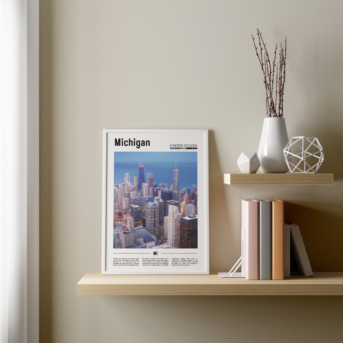 Michigan Print Michigan Wall Art Michigan Poster Michigan Photo United States Print United States Poster City Print Oil Paint Print - Image 3