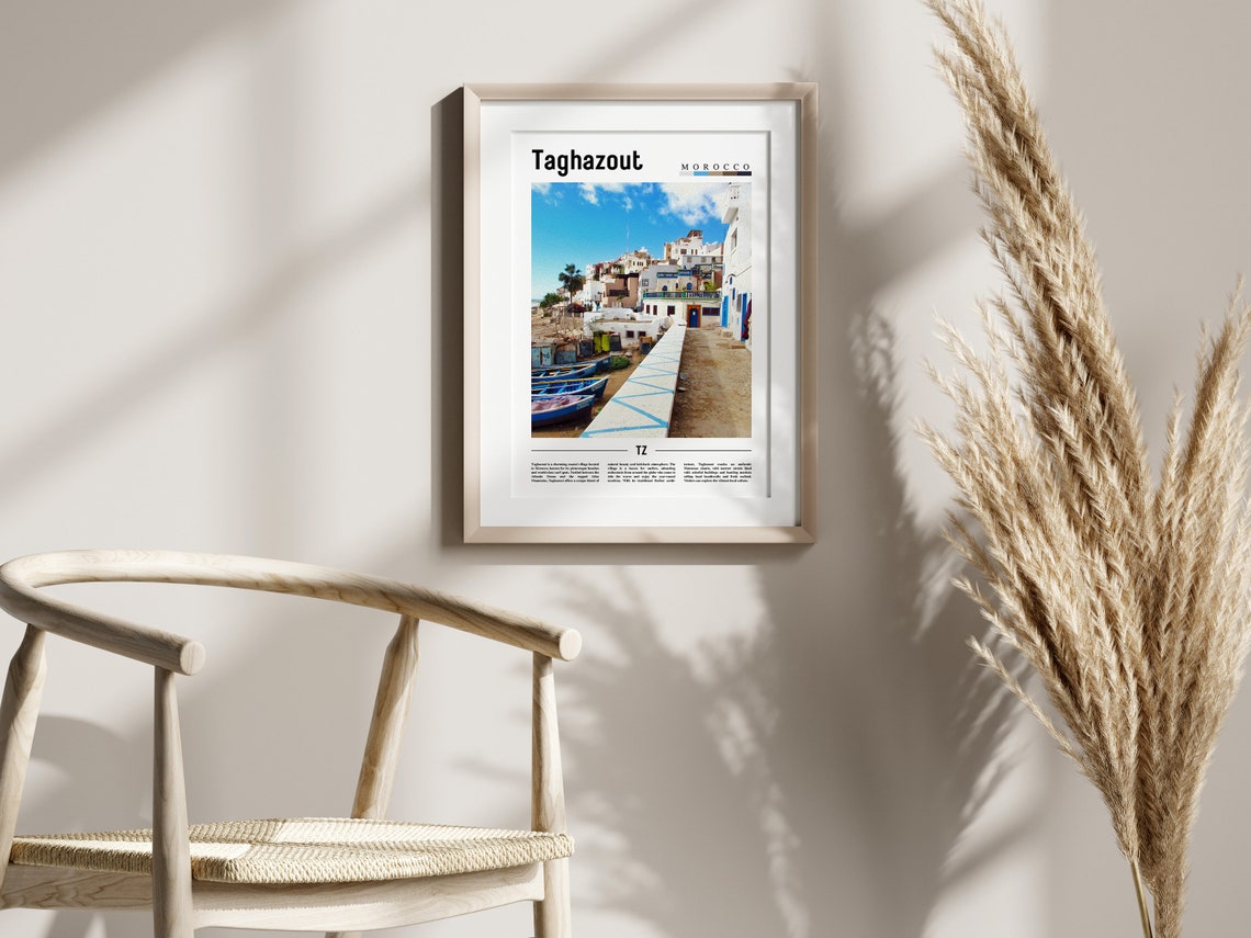 Taghazout Poster Taghazout Print Taghazout Wall Art Minimal Travel Print Travel Destination Oil Painting Poster - Image 2