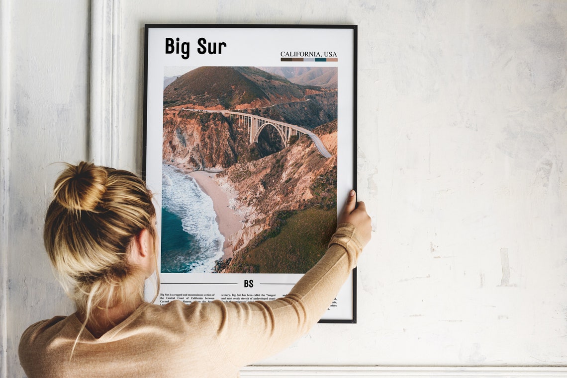 Big Sur Poster Big Sur Print Big Sur Wall Art Minimal Travel Print Minimal City Poster Travel Destination Oil Painting Poster - Image 4