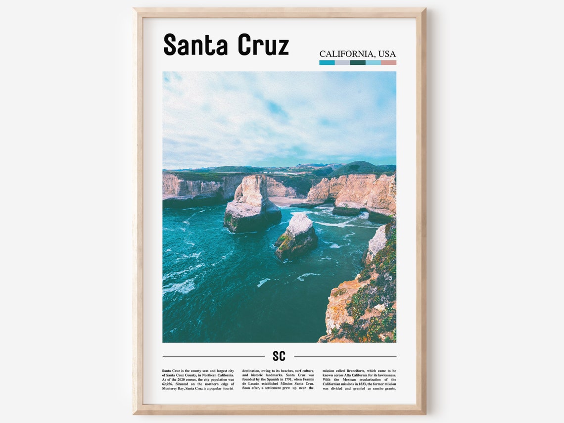 Santa Cruz Print Santa Cruz Poster Santa Cruz Wall Art Oil Painting Poster Colorful City Print City Artwork Travel Artwork Travel Art