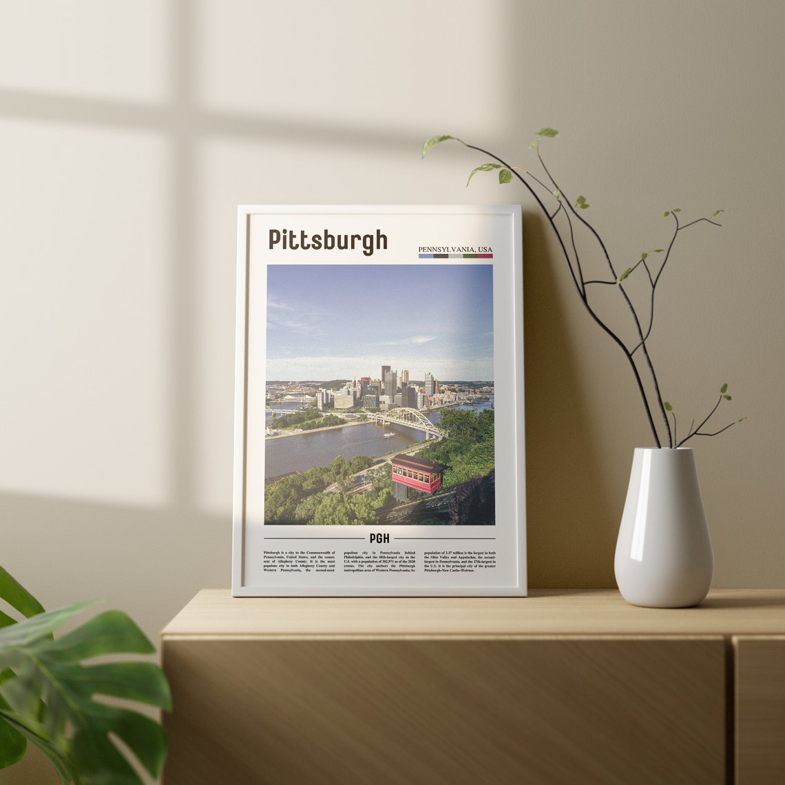 Pittsburgh Print Pittsburgh Poster Pittsburgh Wall Art Oil Painting Poster Colorful City Print City Artwork Travel Artwork Travel Art - Image 2