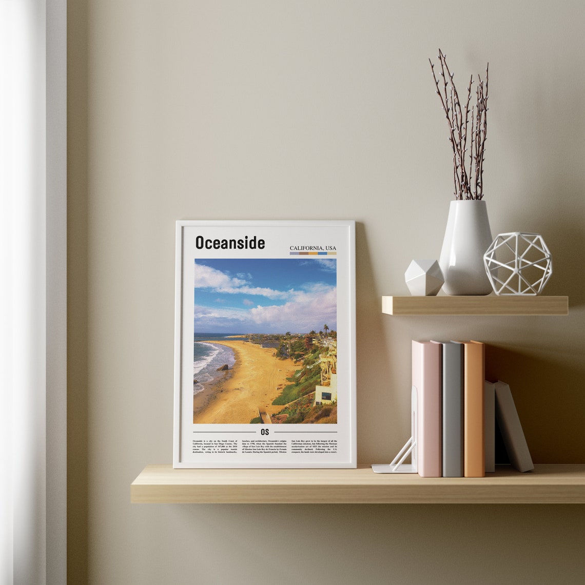 Oceanside Print Oceanside Poster Oceanside Wall Art Oil Painting Poster Colorful City Print City Artwork Travel Artwork Travel Wall Art - Image 3
