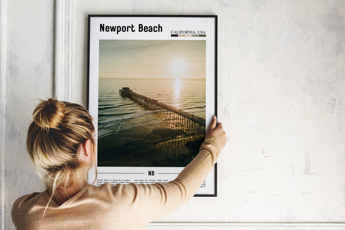 Newport Beach Print Newport Beach Poster Newport Beach Wall Art Minimal Travel Print Minimal City Poster Destination Oil Painting Poster - Image 4