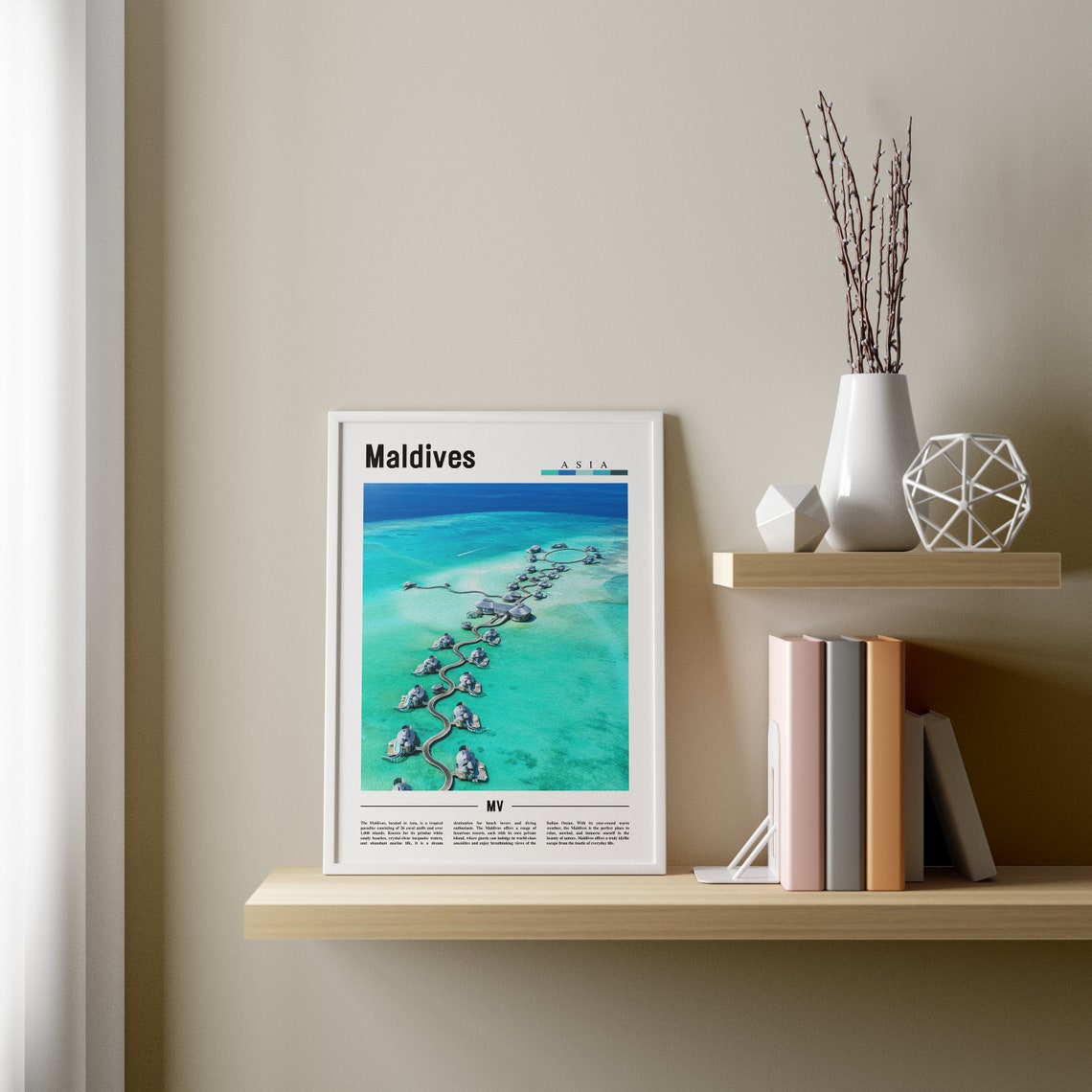 Maldives Poster Maldives Print Maldives Wall Art Asia Print Asia Poster Asia Photo Minimal Travel Poster - Image 3