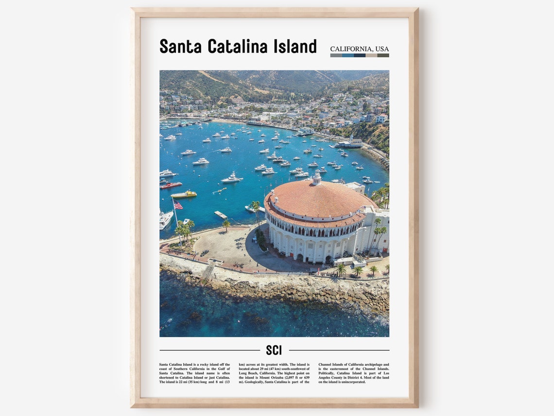Santa Catalina Island Print Santa Catalina Island Poster Santa Catalina Island Wall Art Oil Painting Poster Colorful City Print Artwork